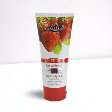 Christine Whitening Facial Scrub with Strawberry Extract | Fights Oily Skin & Lightens Blemishes
