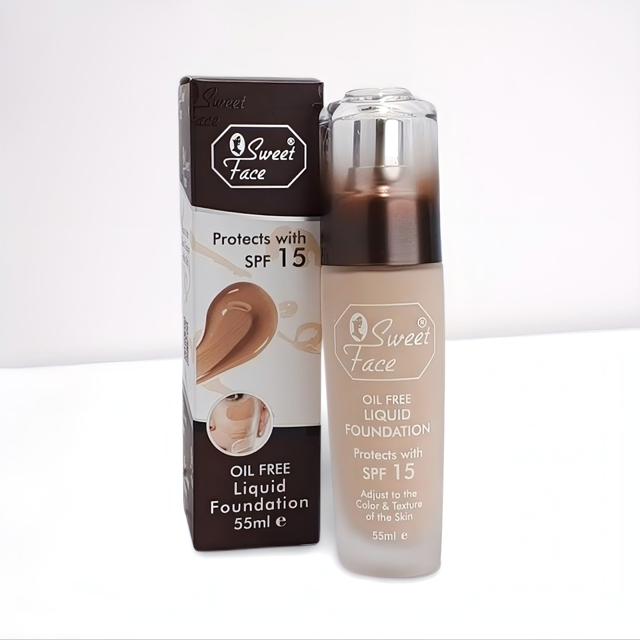 Sweet Face Oil-Free Liquid Foundation with SPF 15 - 55ml | Protects & Adjusts Skin Tone