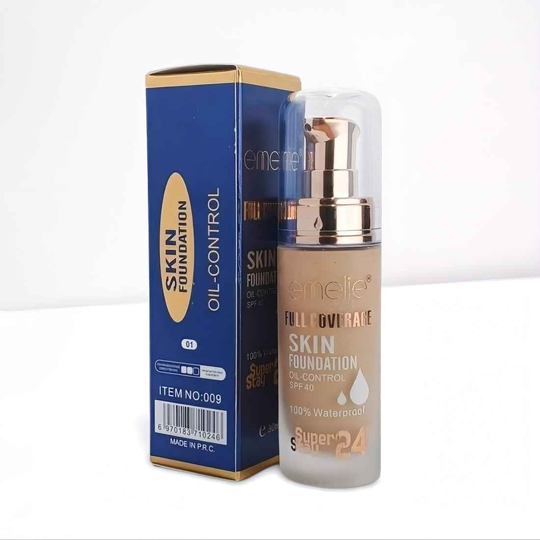 Emelie Full Coverage Foundation | Waterproof, Oil-Control, 24H Stay, SPF 40