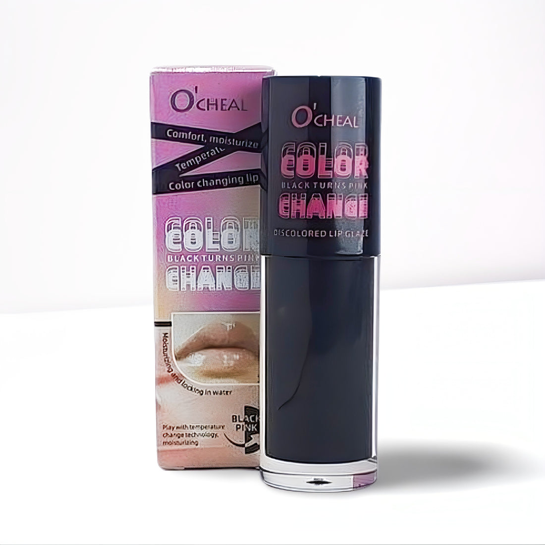 O'CHEAL Color Change Lip Glaze: Black Turns Pink - Personalized Moisturizing Tint
