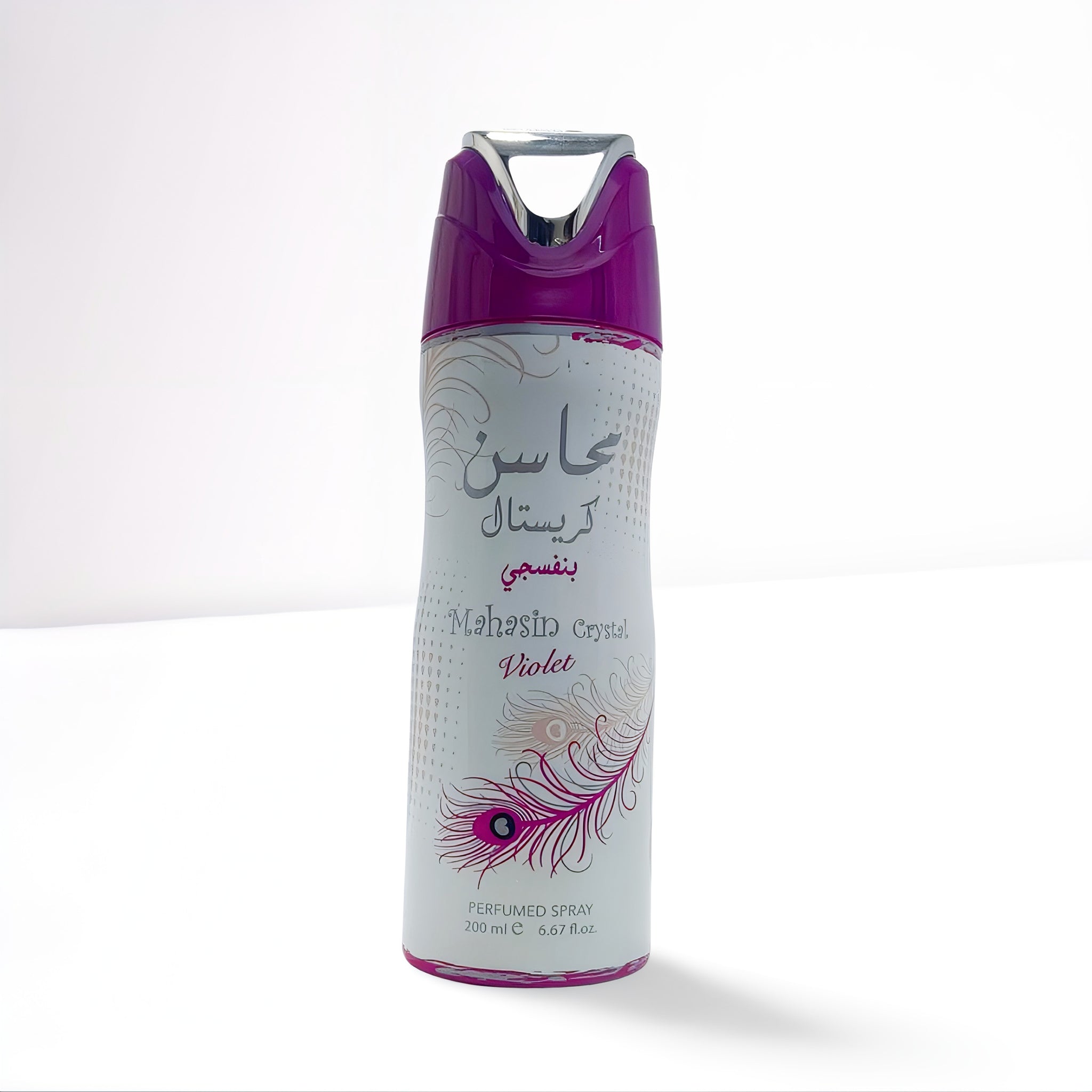Lattafa Mahasin Crystal Violet Perfumed Spray – Elegant Floral & Powdery Feminine Deodorant (200ml)