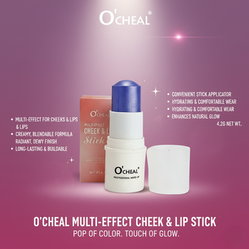 O'CHEAL Multi-Effect Cheek & Lip Stick (Blue Shimmer) 3-in-1 Bold Beauty: Multi-Effect Stick for Cheeks, Lips, & Eyes with Radiant Shimmer