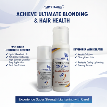 Crystalline FAST BLOND Lightening Powder + DEVELOPER 20 Vol 6% with Keratin Solution