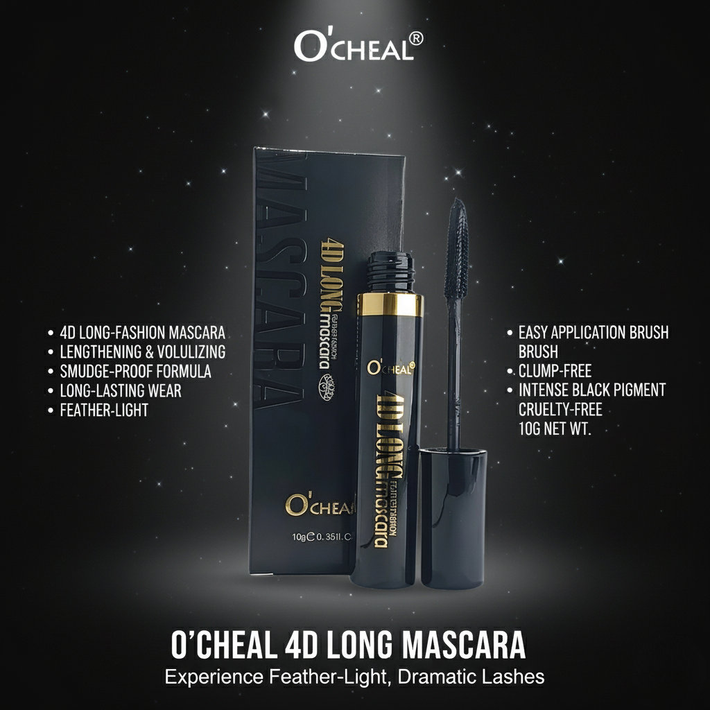 O'Cheal 4D Long Mascara (Feather Fashion) 4D Volume & Length | Waterproof, Smudge-Proof, Feather Fashion Formula