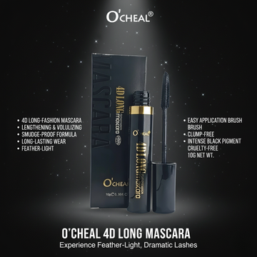 O'Cheal 4D Long Mascara (Feather Fashion) 4D Volume & Length | Waterproof, Smudge-Proof, Feather Fashion Formula