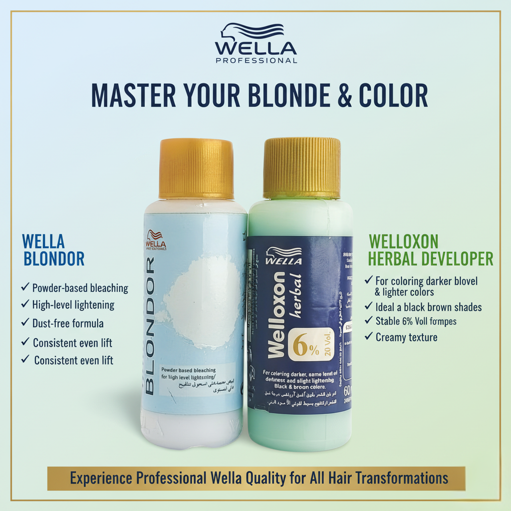 Wella Blondor Powder Lightener + Wella Welloxon Herbal Developer 6% (20 Vol) Kit (60ml)