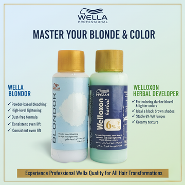 Wella Blondor Powder Lightener + Wella Welloxon Herbal Developer 6% (20 Vol) Kit (60ml)