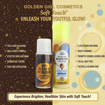 Soft Touch Ultra-Strong Whitening Booster Kit | Mild Bleach Powder + Premium Booster for Face & Body