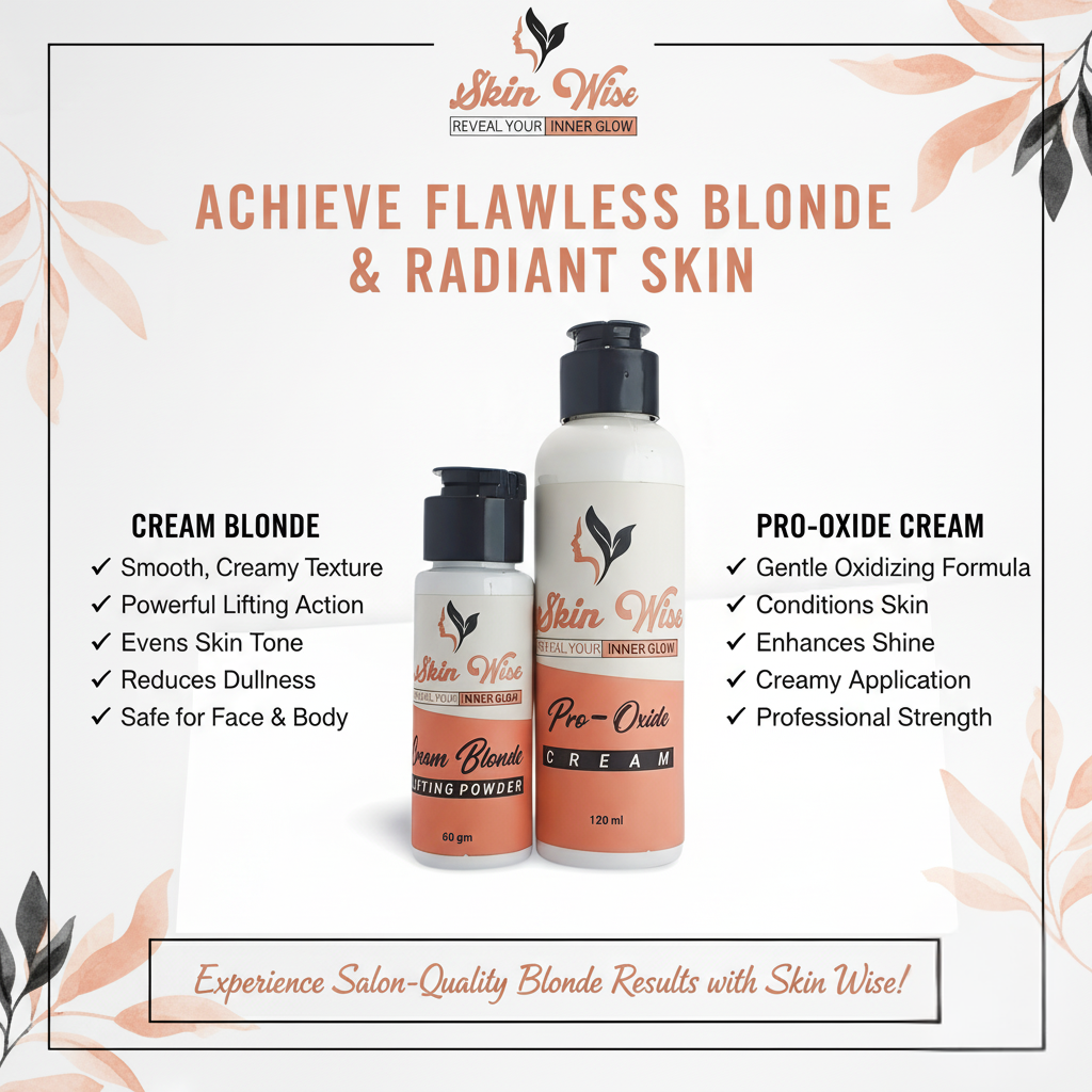 Skin Wise Cream Blonde Lifting Powder (60 gm) + Pro-Oxide Cream Developer (120 ml) Professional Hair Lightening and Blonding System
