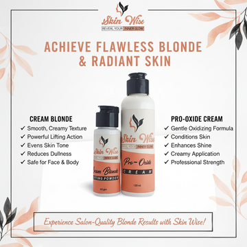Skin Wise Cream Blonde Lifting Powder (60 gm) + Pro-Oxide Cream Developer (120 ml) Professional Hair Lightening and Blonding System