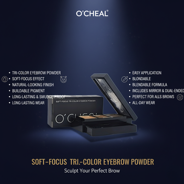 O'CHEAL Soft-Focus Tri-Color Eyebrow Powder Set: 3-in-1 Multi-Functional Palette