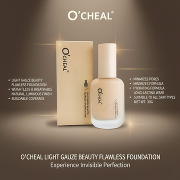 O'CHEAL Light Gauze Beauty Flawless Foundation (Lightweight Liquid Formula) Flawless, Natural-Looking Coverage