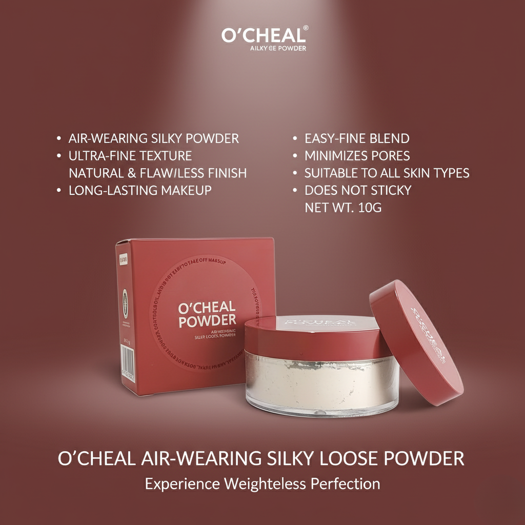 O'Cheal Air-Wearing Silky Loose Powder | Long-Lasting, Non-Sticky, and Flawless Matte Finish
