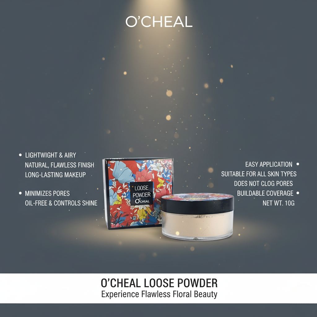 O'Cheal Loose Setting Powder (Floral/Art Print Edition) | Long-Lasting, Oil Control, and Flawless Setting Powder