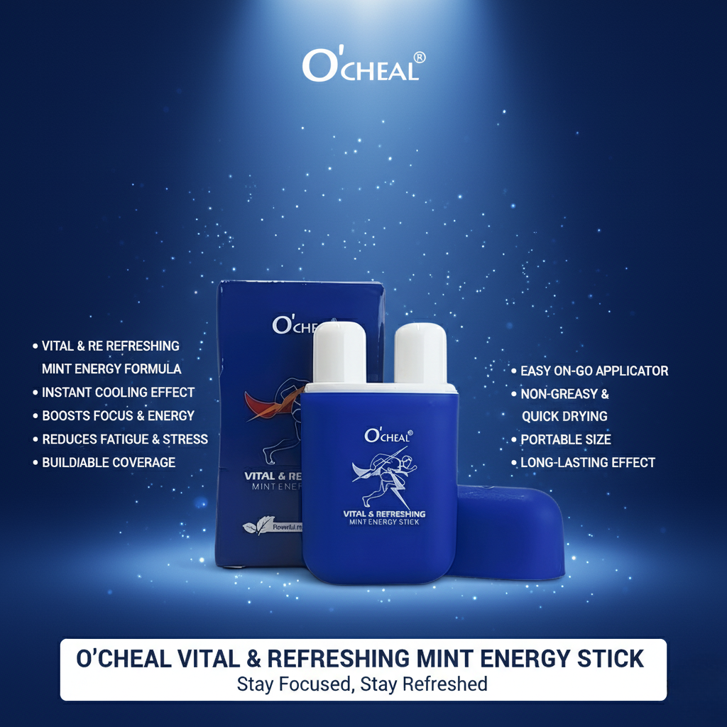 O'CHEAL Vital & Refreshing Mint Energy Stick (Blue) – Portable Double-Hole Inhaler