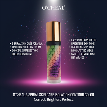 O'CHEAL 3-Color Spiral Skin Caring Makeup Base: Isolation Contour Color Primer (40g)